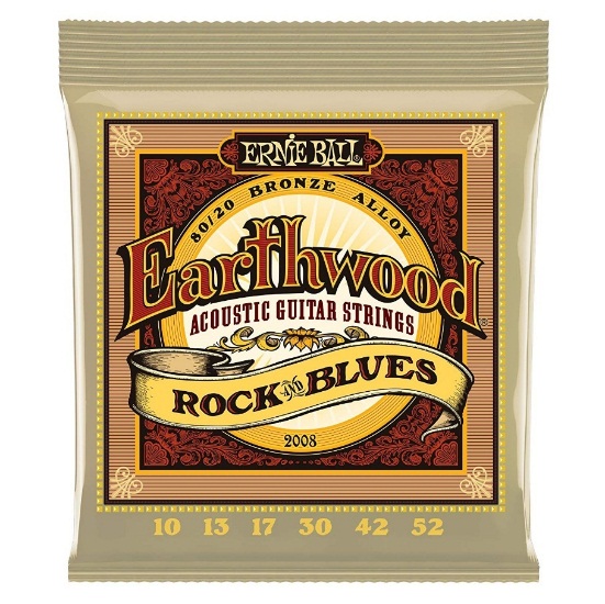 Ernie Ball Earthwood Rock y Blues w/Plain G 80/20 Cuerdas de guitarra acústica de bronce – 10-52 Gauge
